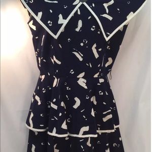 Howard Wolf Dress V Neck Sleeveless Peplum Navy